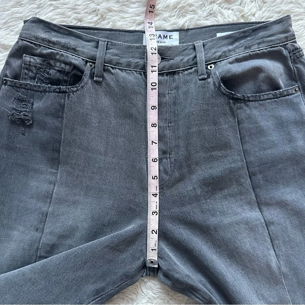 Frame Jeans Denim Nouveau Le Mix Straight Leg Crop Distressed Raw Hem Gray 32 - Picture 13 of 14